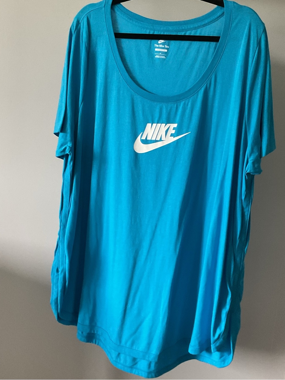 Nike Women’s Bright Blue Scoop Neck Tee with White Logo